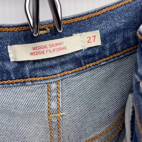 LEVI'S WEDGIE Skinny Fit High Rise Button Fly Mid Wash Jeans Size 27 - Picture 3 of 5